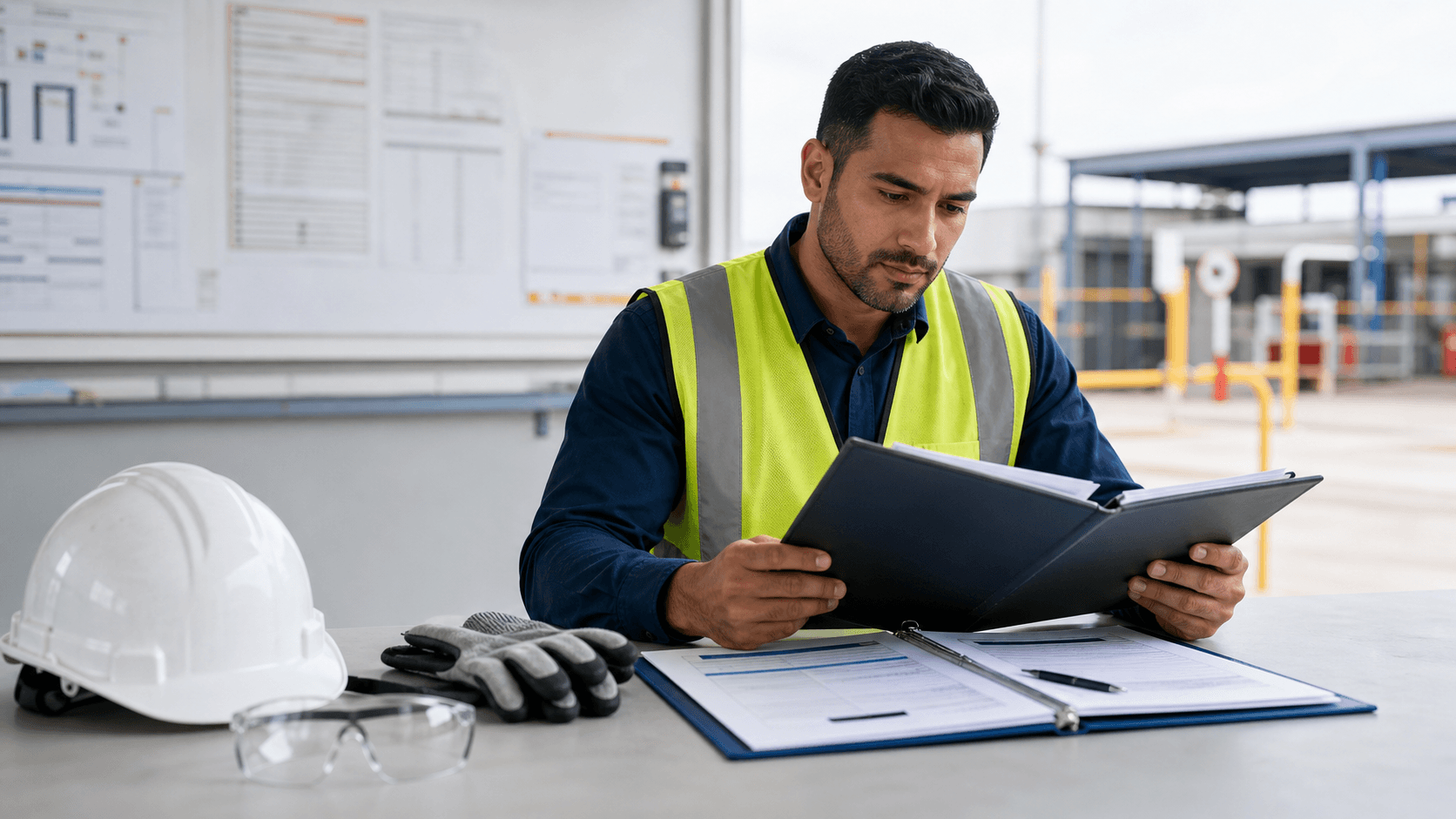 A complete HSE prequalification file with risk assessment, method statement, PPE, and site access notes.